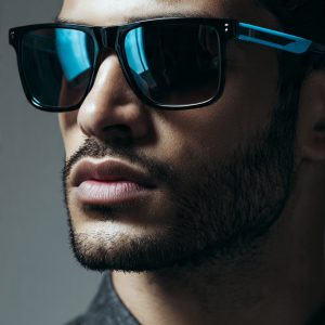 Men's Square Mirrored Sunglasses Black Gold UV400 | Pakistan